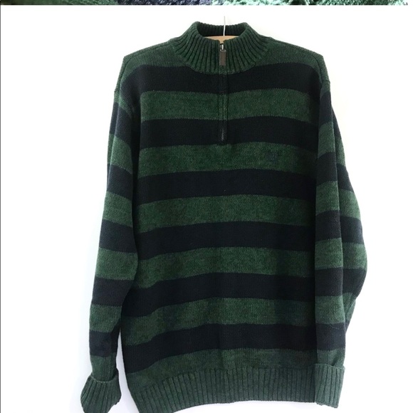 NEW CHAPS Striped Green and Blue Men’s SWEATER - Picture 4 of 6